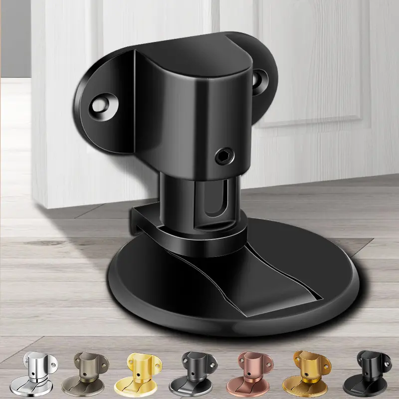 High-Quality Modern stainless steel Design Adjustable Door Holder with Non-Punch Sticker Furniture Heavy Duty Magnetic Door Stopper Factories, Factory