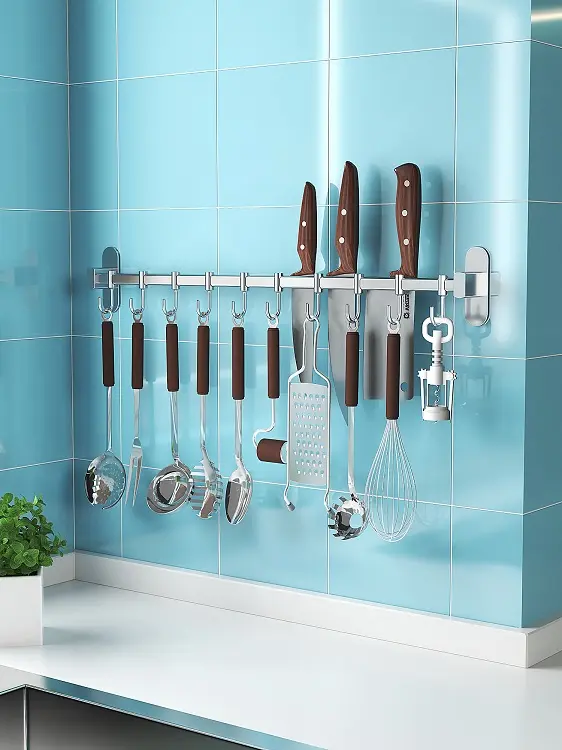 Wholesale Kitchen Non-Perforated Stainless Steel Wall Storage Rack Knife Holder Factories, Supplier