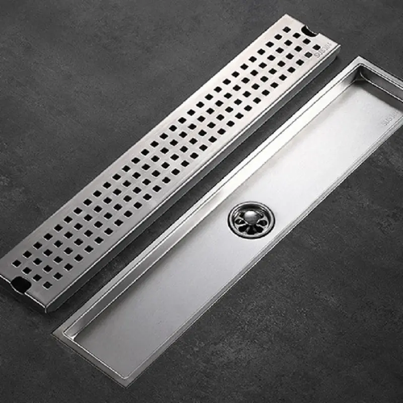 High-Quality Bathroom SUS304 shower rectangle floor drain cover anti odor stainless steel bathroom long floor drain Factories, Suppliers