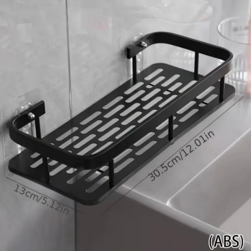China Shower Caddy Shelf Organizer Rack Self Adhesive Black Bathroom Shelves Basket Wall Shelf Factories, Supplier