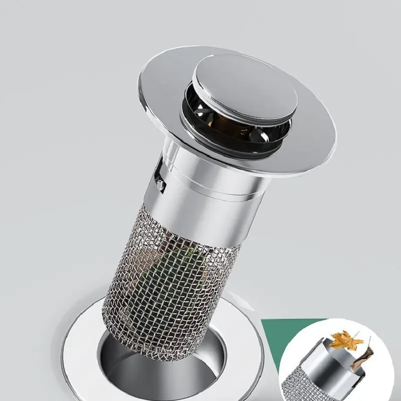 High-Quality Press type 304 stainless steel filter washbasin water plug floor drain hair catcher Factories, Suppliers