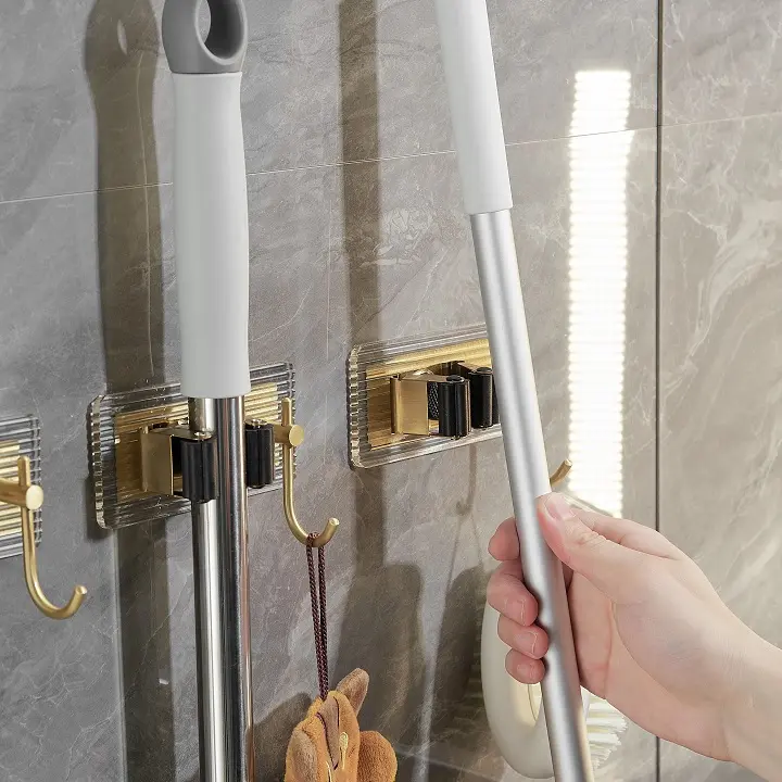 Wholesale acrylic fixed hanger storage wall hanging free mop rack hook Manufacturer, Suppliers
