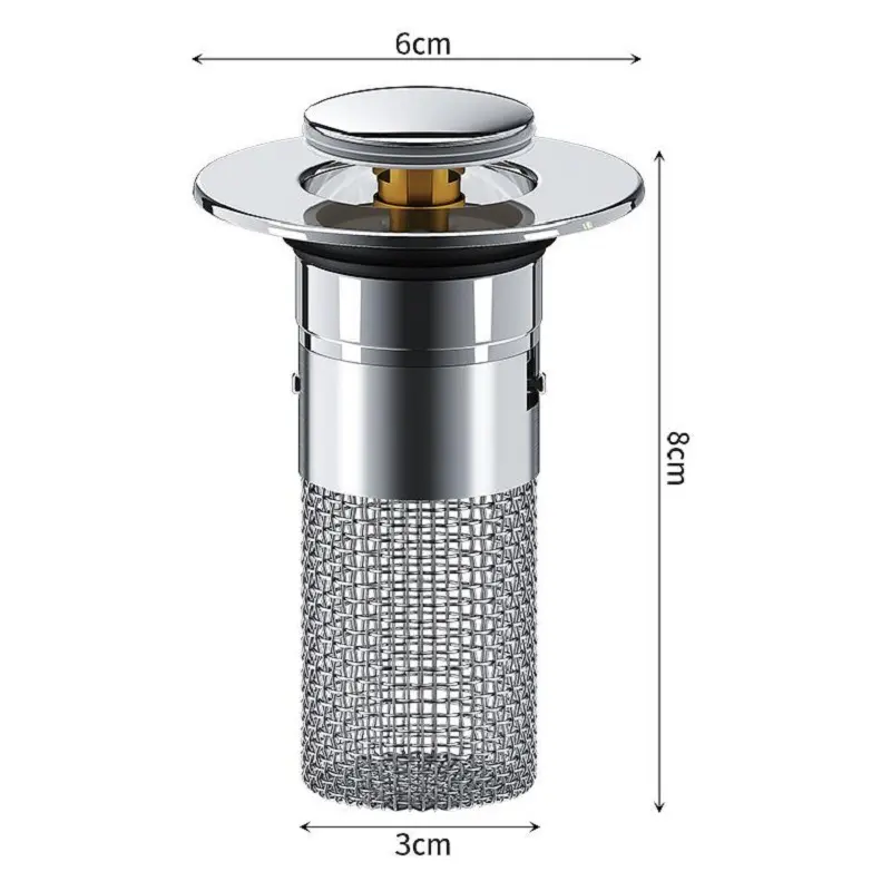 High-Quality Press type 304 stainless steel filter washbasin water plug floor drain hair catcher Factories, Suppliers