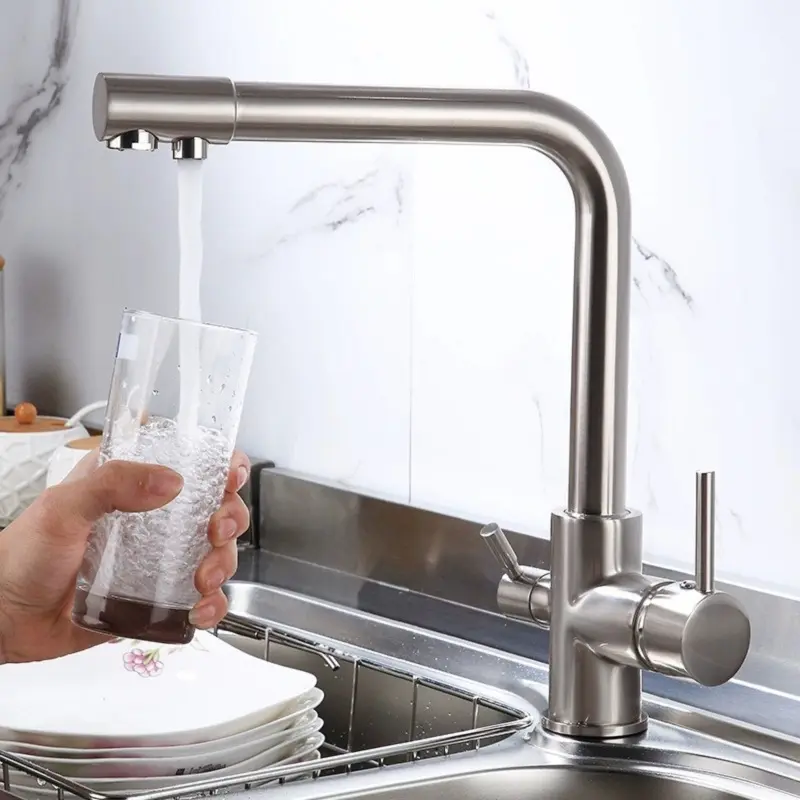 High-Quality Brass faucet kitchen multi-functional straight drink triple tap Factories, Suppliers