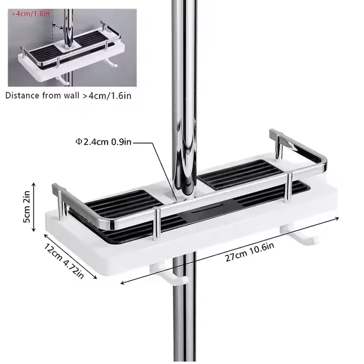 High-Quality Shower Rod Rack No Drilling Shelf Hanging silver Shower Caddy Suppliers, Supplier