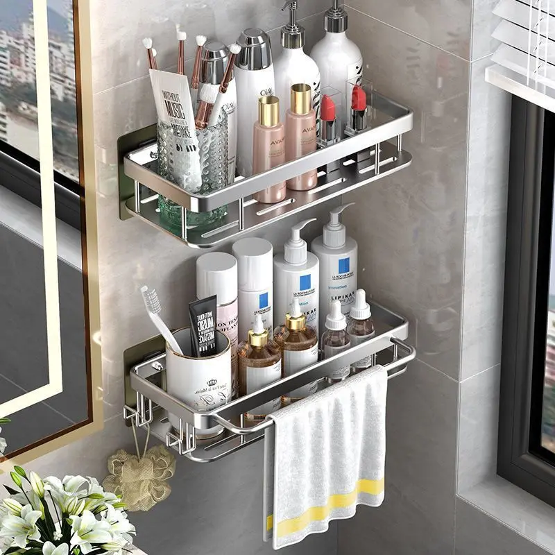 China Shower Caddy Shelf Organizer Rack Self Adhesive Black Bathroom Shelves Basket Wall Shelf Factories, Supplier