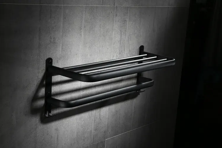 High-Quality Bathroom Black Towel Rack Perforated Storage Rack Toilet Towel Wall Mounted Foldable Rack Manufacturer, Suppliers