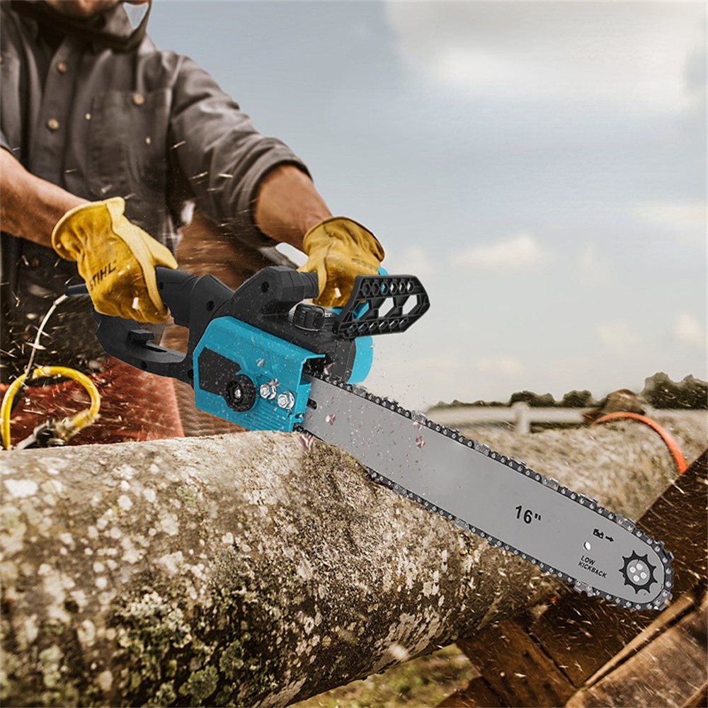 Electric chainsaw safety lock detail