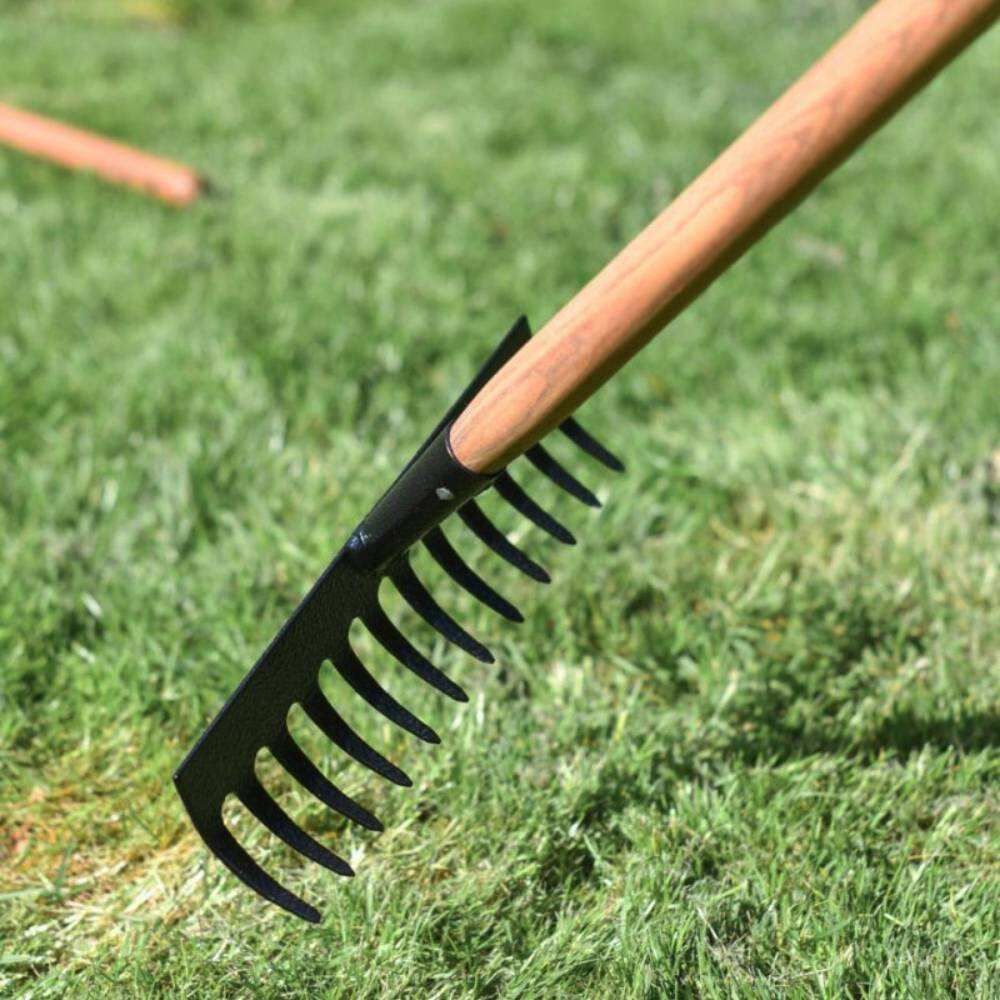 Farming Iron Rake Tools Long Wooden Handle Custom 05