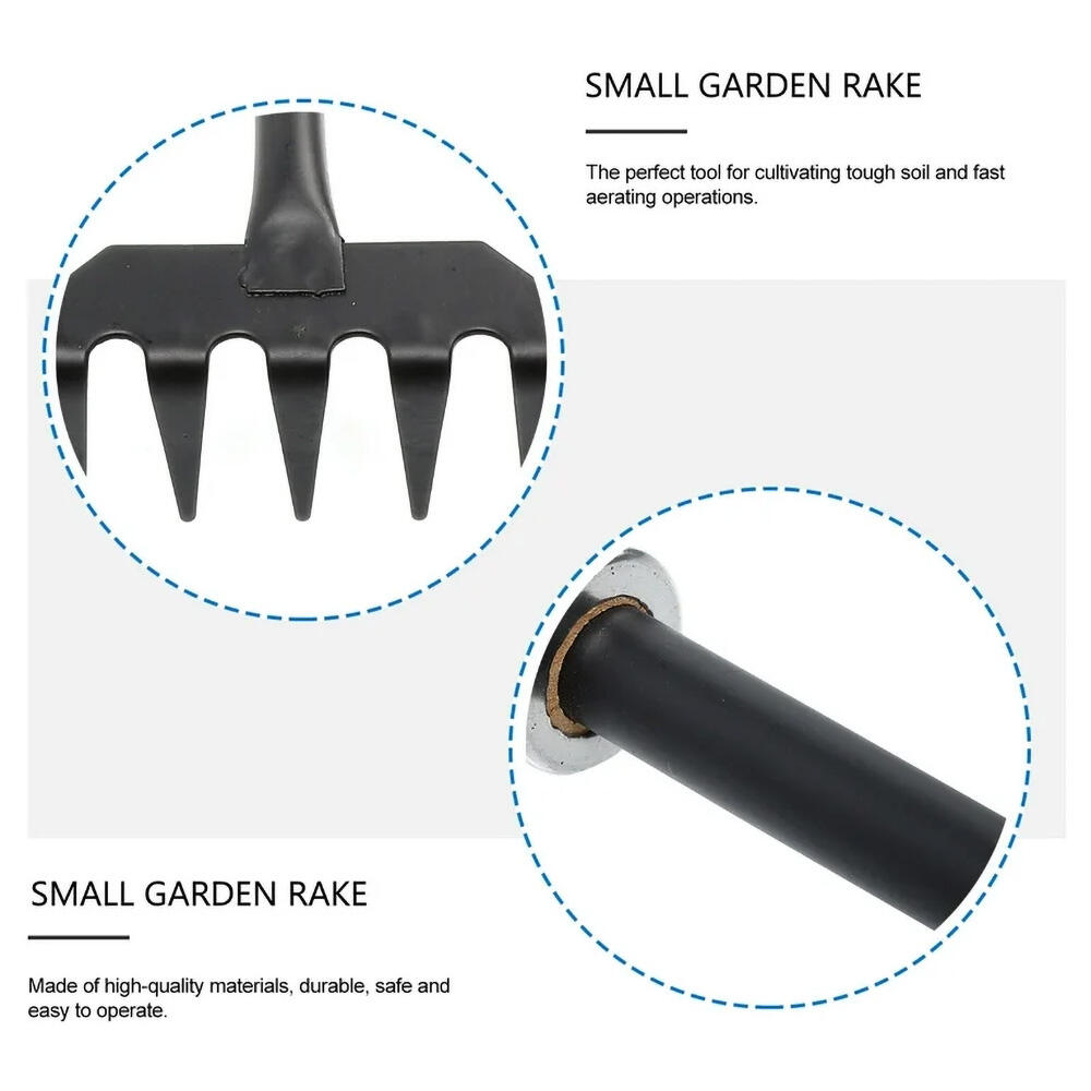 Garden Rake Small Metal Tool Short Handle For Cleaning (6)