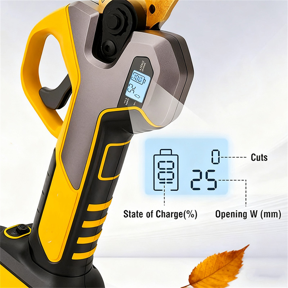Electric pruner blade edge closeup
