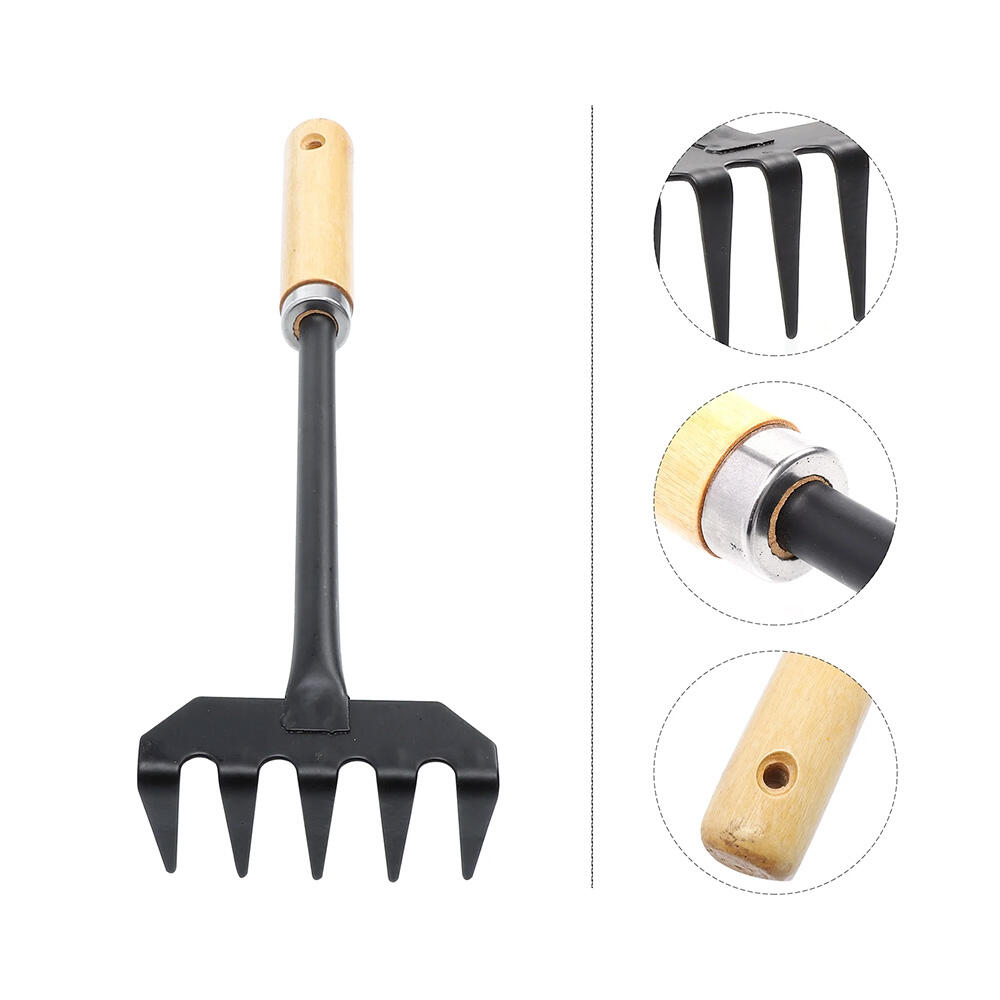 Garden Rake Small Metal Tool Short Handle For Cleaning (5)