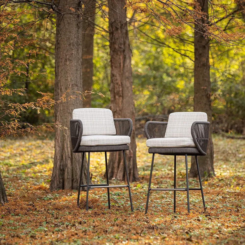 ODM Bar Cafe Aluminum Terrace Rattan High Stool Dining Chair Metal Round Table Combination Supplier, Suppliers