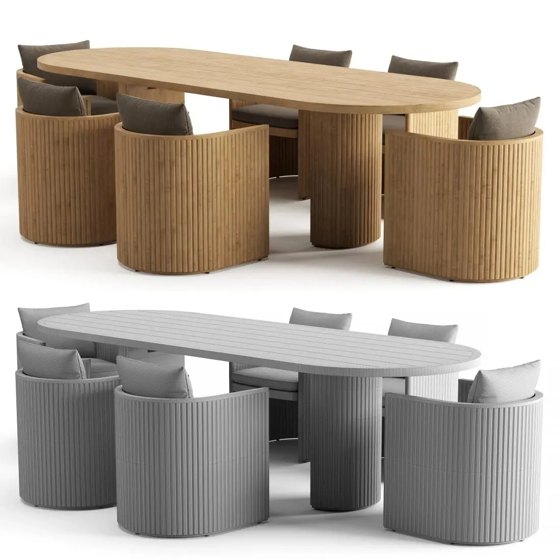 Custom Contemporary Designer Teak Dining Table and Chair Set for 4-8 Seats, Custom Made Manufacturers, Factory