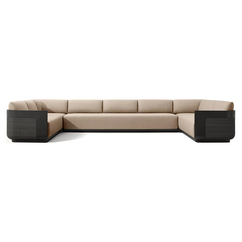 Outdoor Teak Sofa Set Weather Resistant Solid Wood Aluminum Frame Durable Furniture