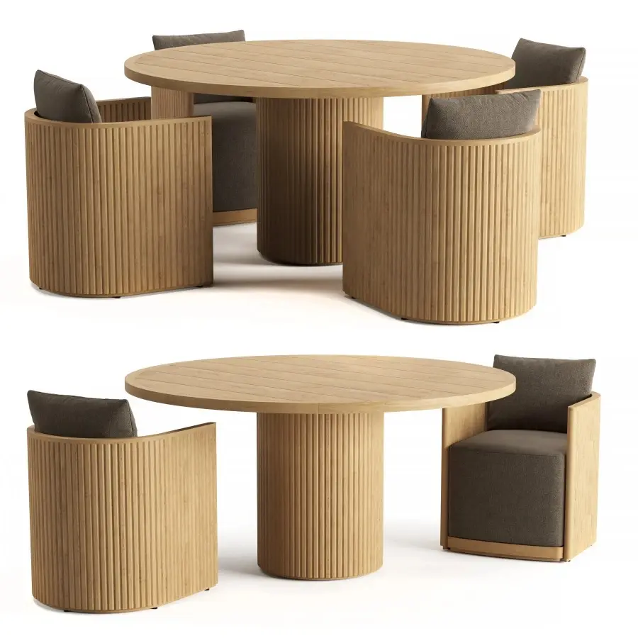 Custom Contemporary Designer Teak Dining Table and Chair Set for 4-8 Seats, Custom Made Manufacturers, Factory