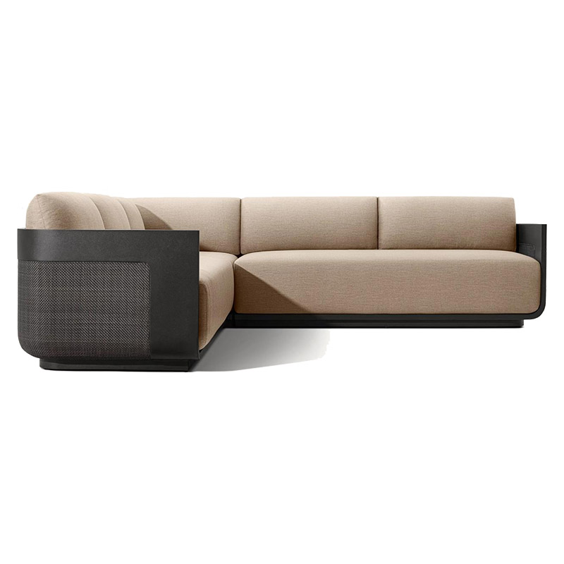 Outdoor Teak Sofa Set Weather Resistant Solid Wood Aluminum Frame Durable Furniture