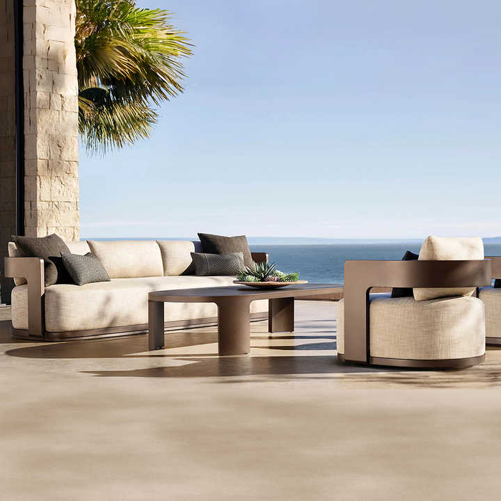 Outdoor Teak Sofa Set Modern Simple Weatherproof Fabric Waterproof Open Air Patio (4)