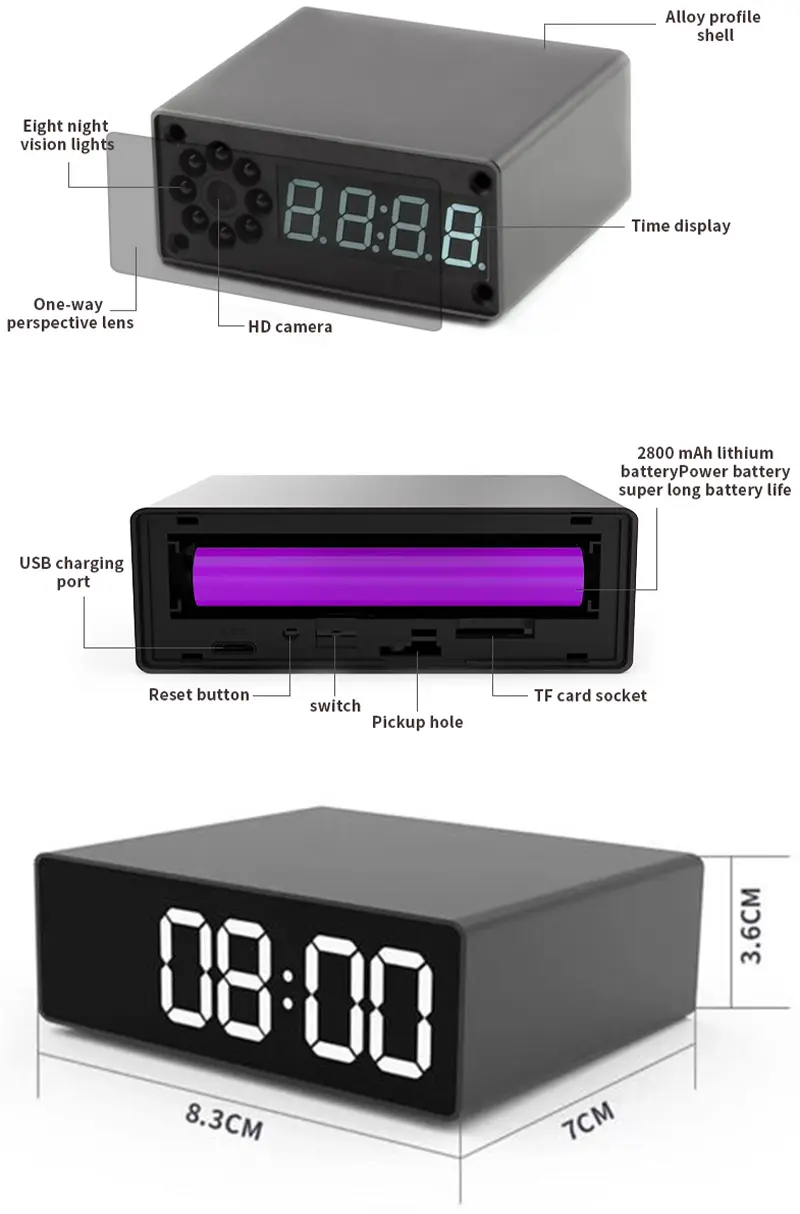 OEM Desktop Alarm Clock with Discreet Spy WiFi Camera Manufacturer, Suppliers