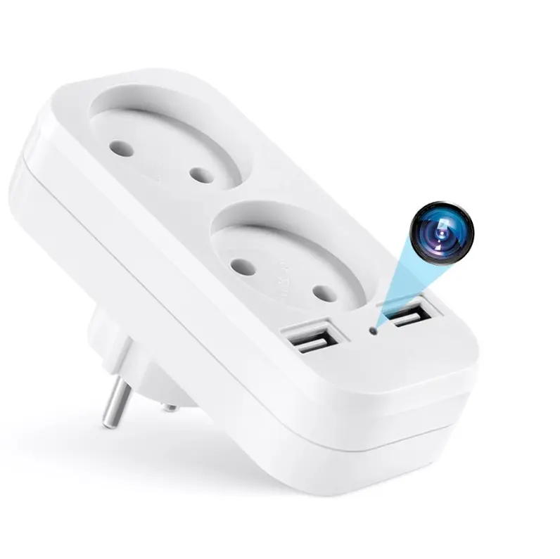 OEM Dual EU Socket Adapter with Wifi HD Spy security Camera Supplier, Factories