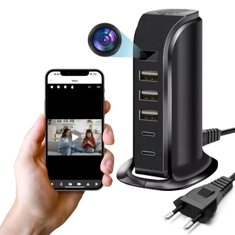 Wholesale Desktop Wireless 5-Port Multi USB Charger with Hidden WiFi Camera Manufacturer, Factory