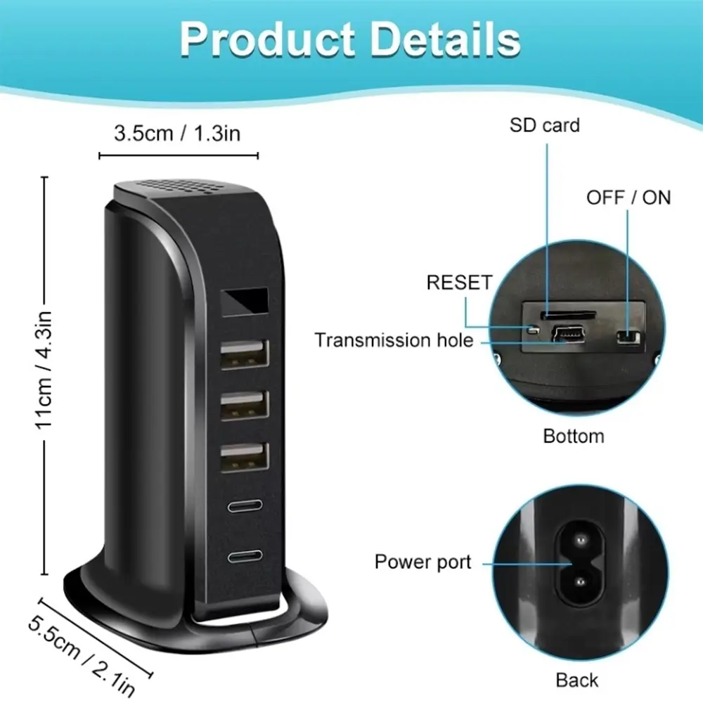 Wholesale Desktop Wireless 5-Port Multi USB Charger with Hidden WiFi Camera Manufacturer, Factory