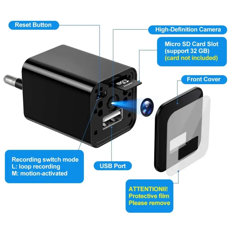 OEM USB Charger with Secret Hidden Spy Nanny Tiny Cameras Bulk Production Manufacturers, Factory