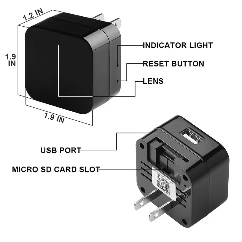 Wholesale WiFi Spy Charger Camera with Night Vision Audio Video Recording Manufacturer, Factories