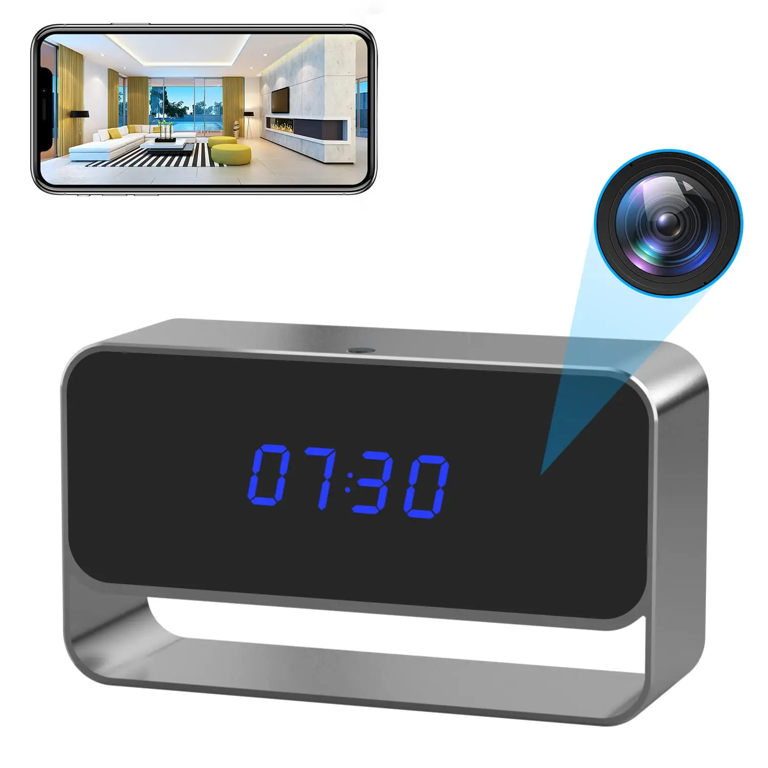 OEM Desktop Time Alarm Clock with FHD 1080P Hidden Spy Camera Night Vision Manufacturers, Factory