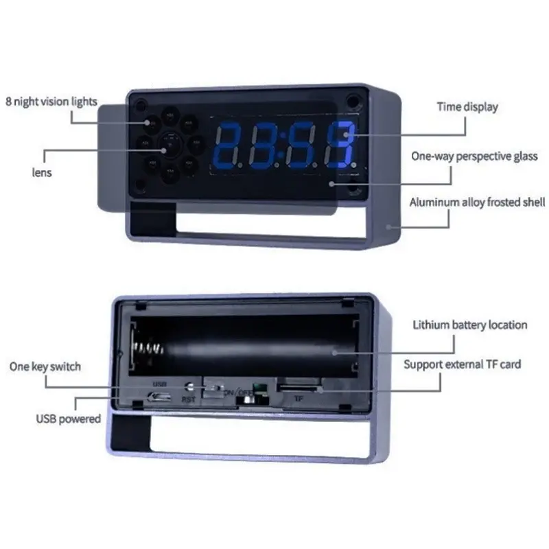 OEM Desktop Time Alarm Clock with FHD 1080P Hidden Spy Camera Night Vision Manufacturers, Factory