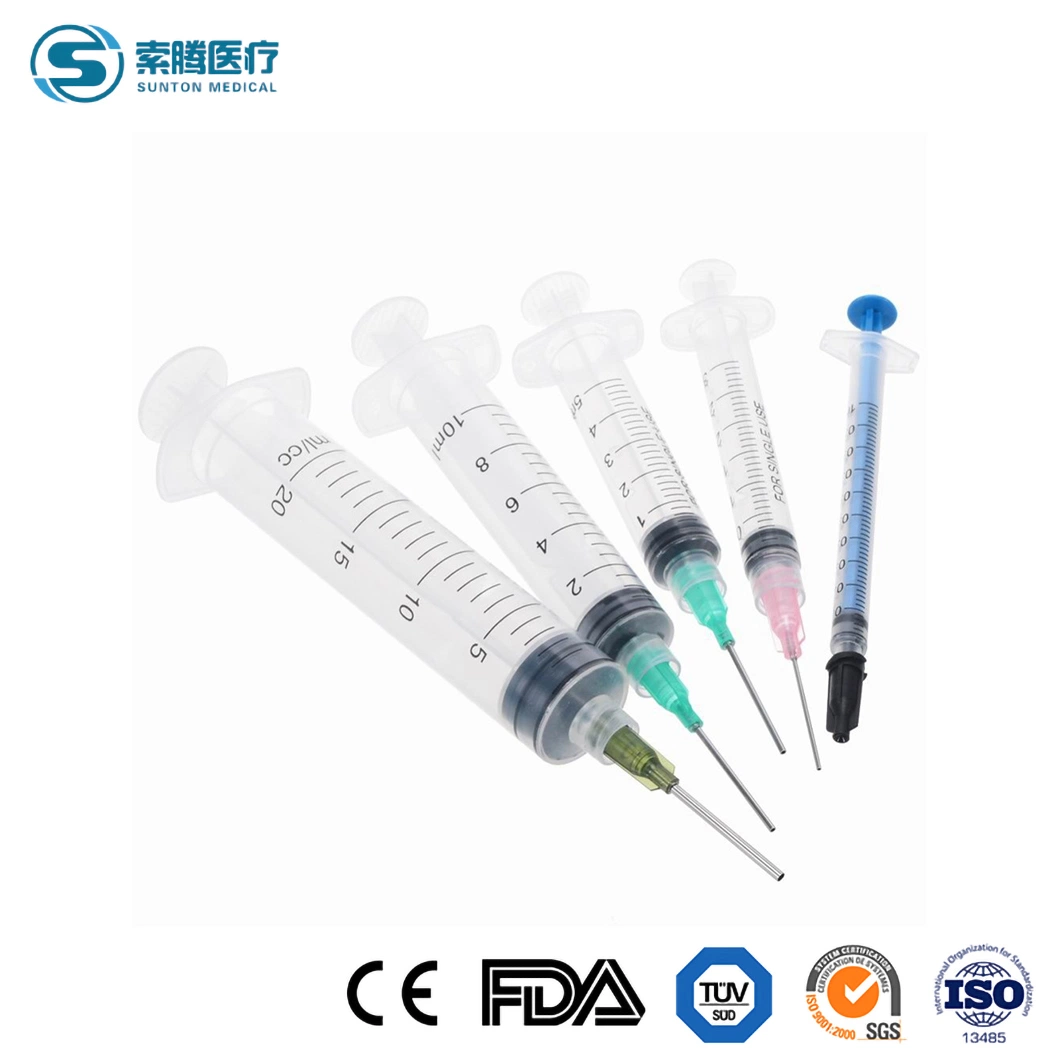 Medical Instruments Disposable 3 Parts 1 3 5 10 Ml, Luer Slip/Lock, Plastic Sterile Safety Injection Syringe with/Without Needles, with CE, ISO