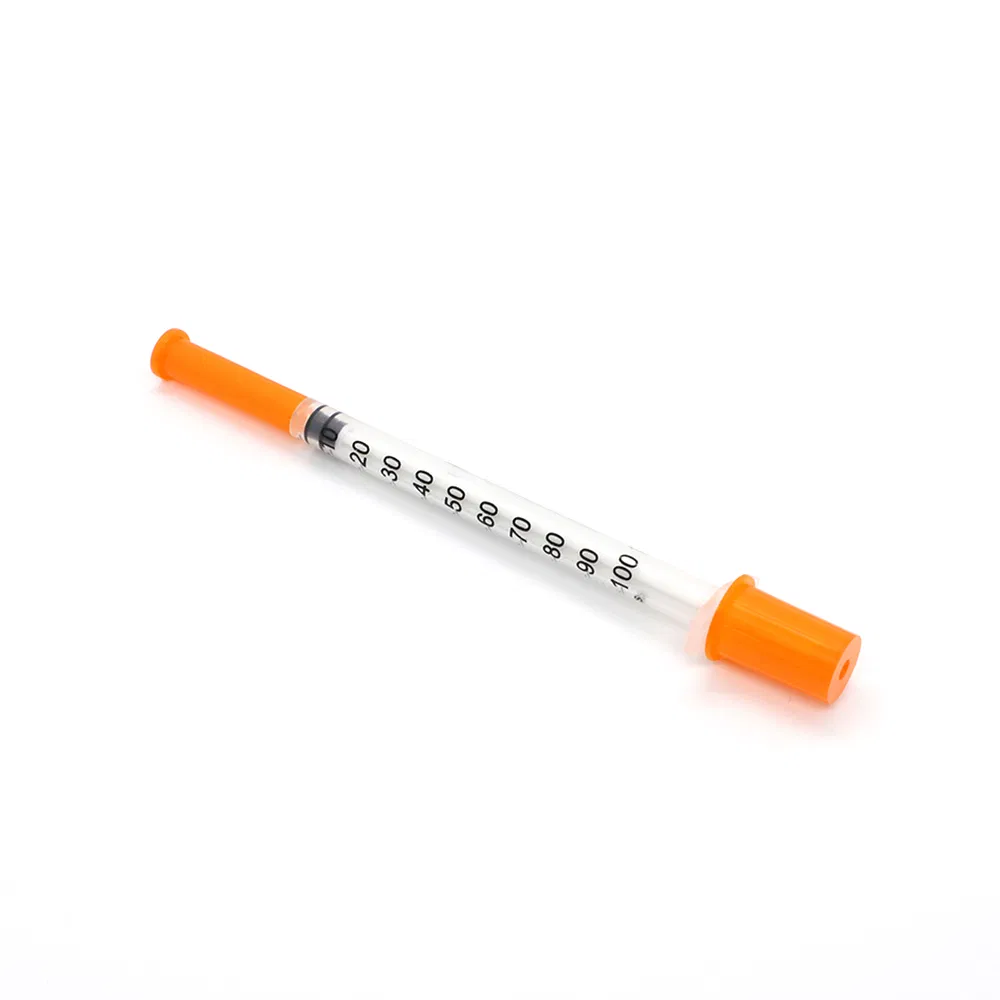 29g/30g/31g 0.5 Ml/1ml Disposable Safety U50/U100 Orange Insulin Syringe with Needle