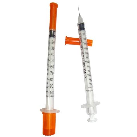 Afalite Veterinary Insulin Syringe 0.3ml 0.5ml 1ml Medical Disposable Sterile Safety Syringe with Orange Top for Animal