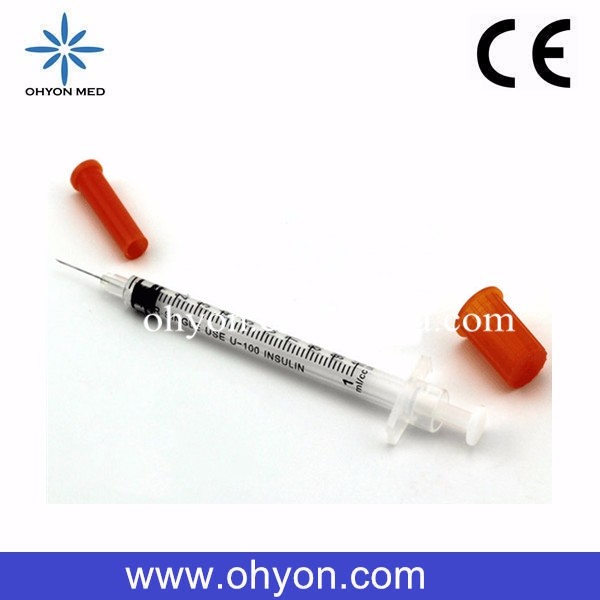 Afalite Veterinary Insulin Syringe 0.3ml 0.5ml 1ml Medical Disposable Sterile Safety Syringe with Orange Top for Animal