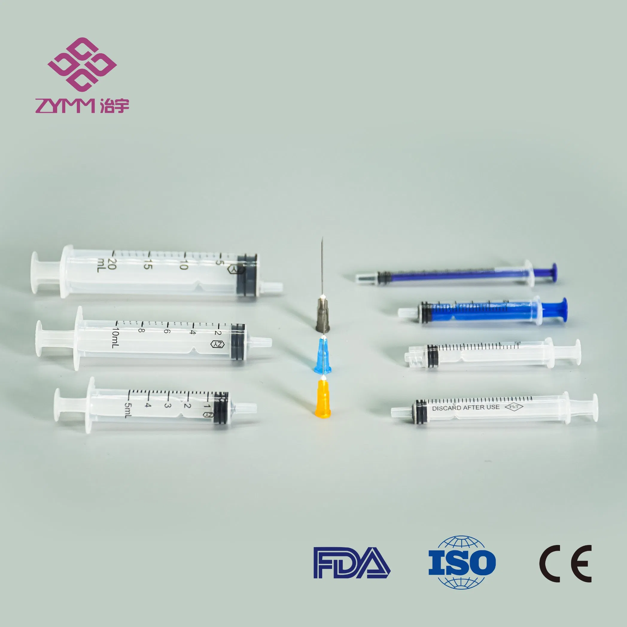 Disposable Plastic Medical Sterile Injection Syringe with 3 Part 1ml-150ml Luer Slip/Luer Lock for Single Use for Vaccine Injection with CE FDA 510K SGS ISO
