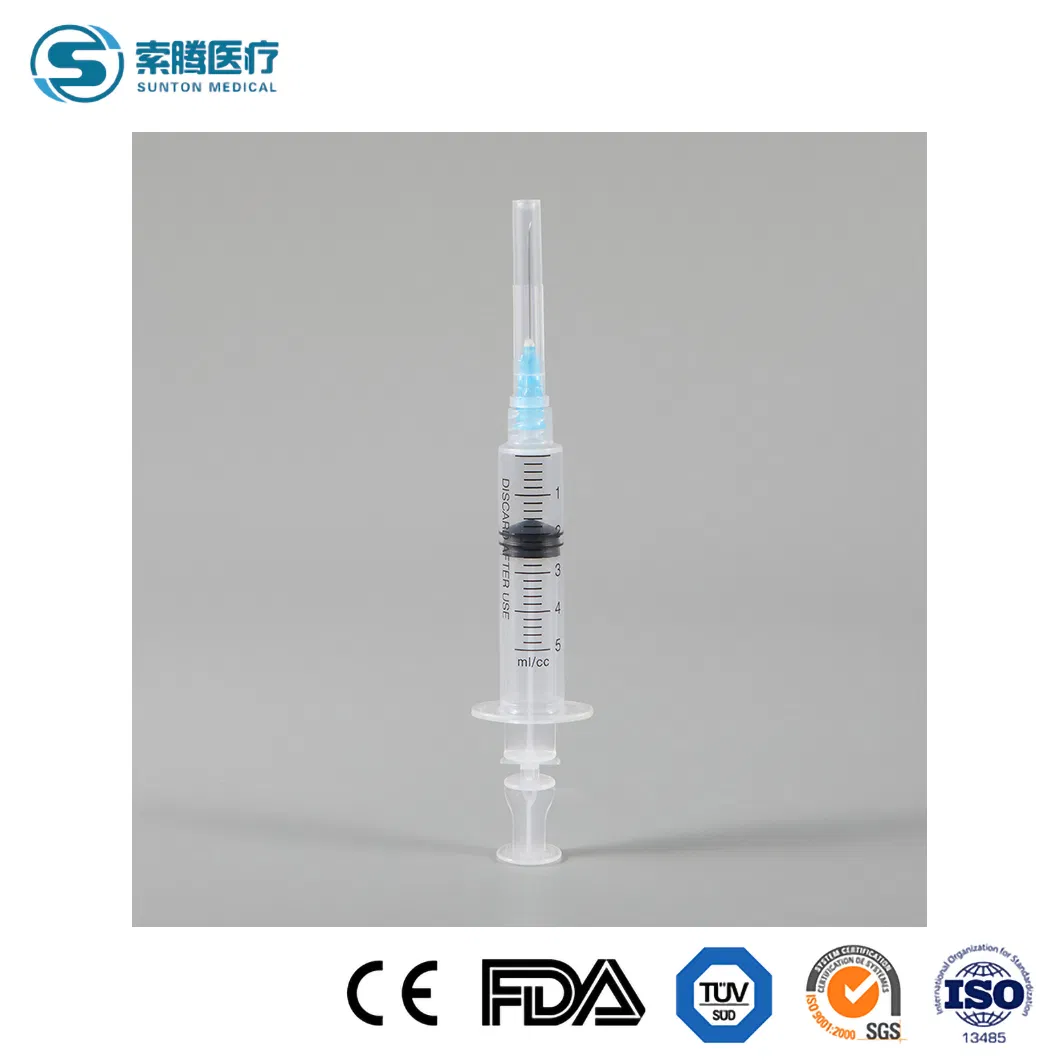 Medical Instruments Disposable 3 Parts 1 3 5 10 Ml, Luer Slip/Lock, Plastic Sterile Safety Injection Syringe with/Without Needles, with CE, ISO