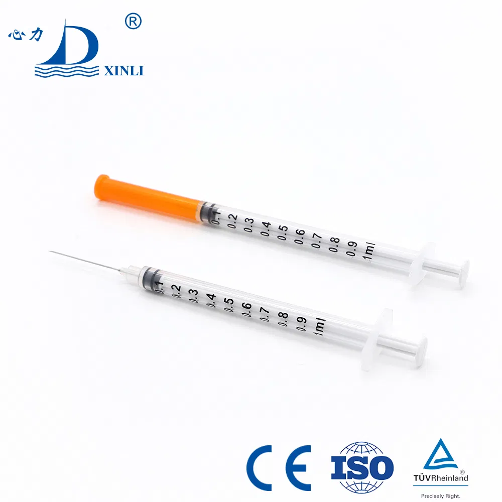 29g/30g/31g 0.5 Ml/1ml Disposable Safety U50/U100 Orange Insulin Syringe with Needle