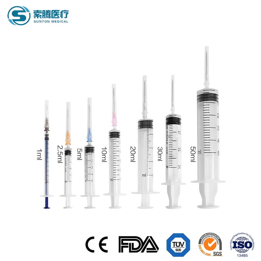 Sunton 2.5 Ml Syringe China Plastic Steel Syringe Supplier ISO Disposable Syringe/Dispovan Insulin Syringe/0.3ml Insulin Syringe/One Ml Syringe/IV Flush Syringe