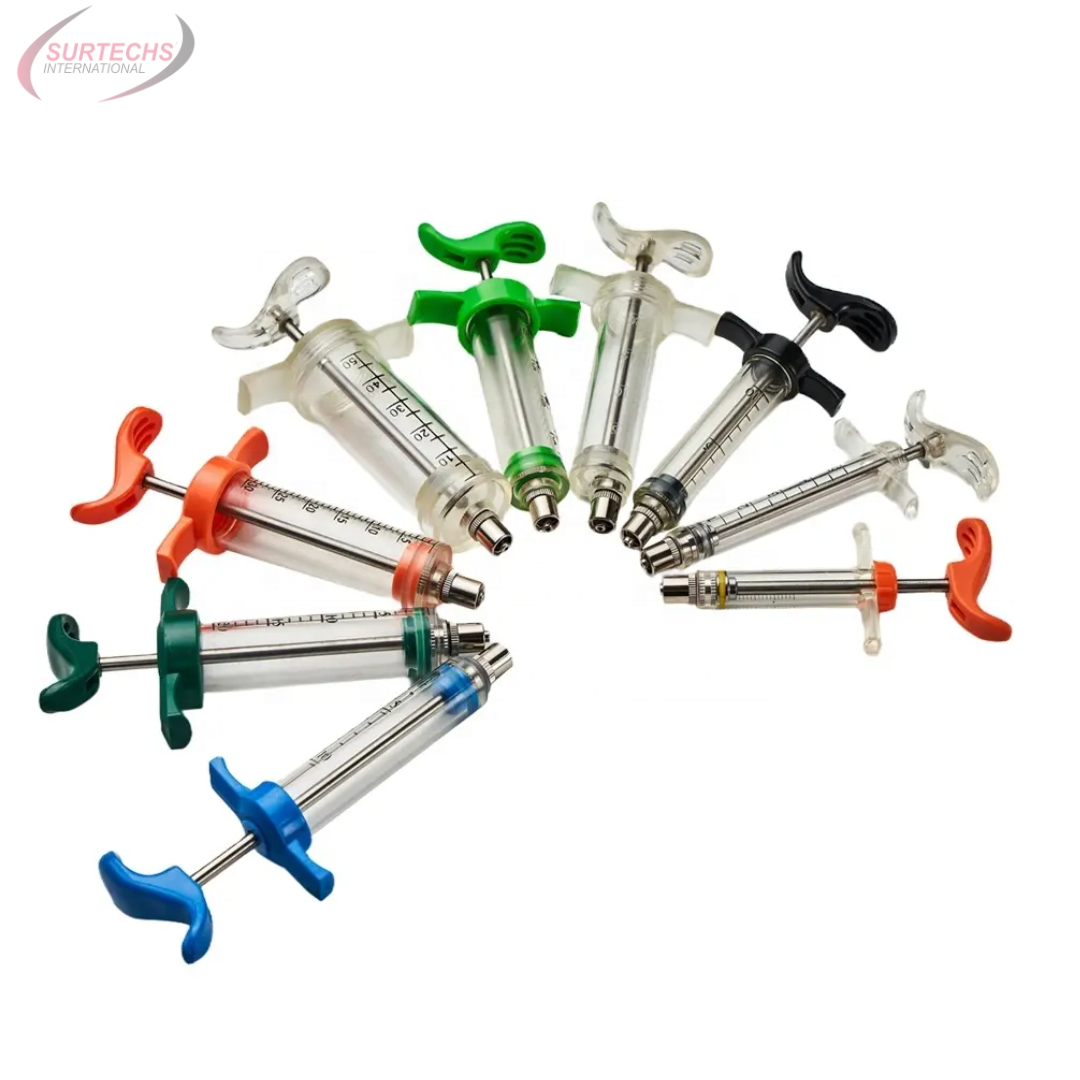 High Quality Adjustable Durable Veterinary Vaccine Syringe Disposable and Reusable Plastic Steel for Cattle Safety