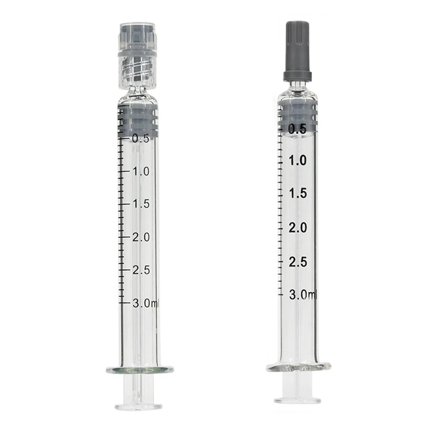 Sterile 3ml Luer Lock Slip Tip Glass Syringes with Colored Plastic Plungers for Extracts and Lab