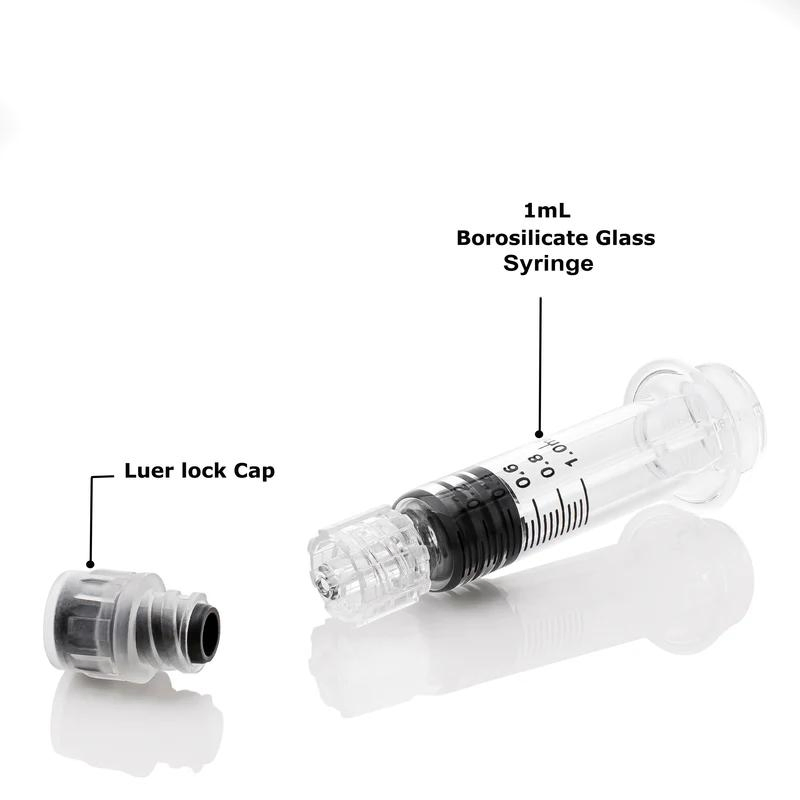 Borosilicate Glass Syringe for Filling Oil 3ml Luer Lock Gold Metal Plunger Concentrated Syringe