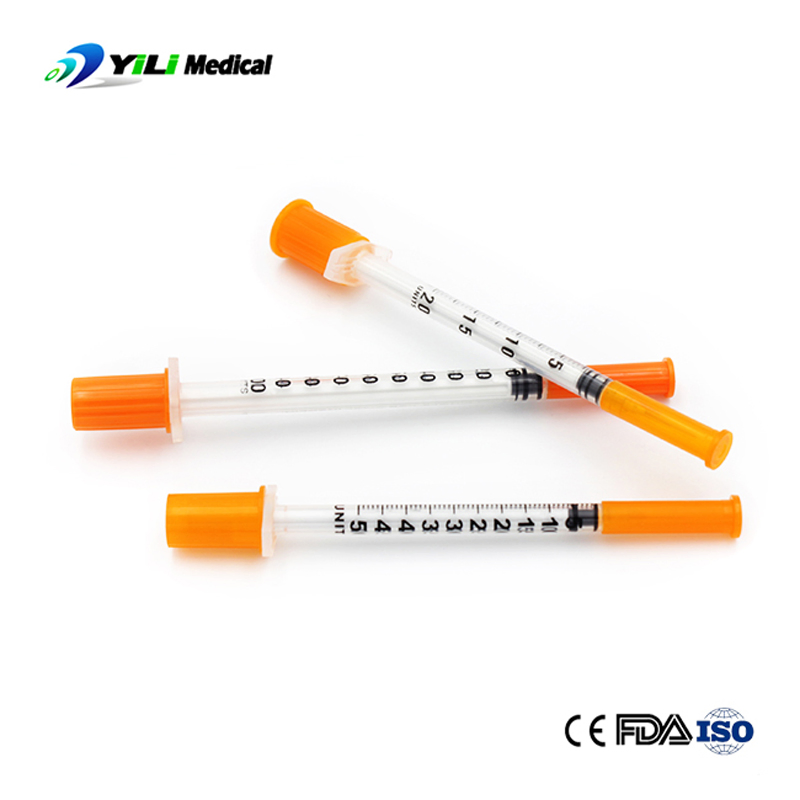 China Factory Medical Disposable Supply Sterile 0.5ml/1ml Safety Plastic Diabetic Painless Insulin Injection Syringe with CE ISO13485