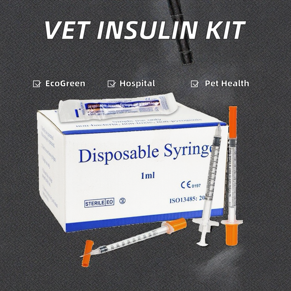Disposable Eco-Friendly Plastic Case Medical Veterinary Class II 0.3ml/0.5ml/1ml Diabetes Syringes 29G/30G/31G Insulin Syringes
