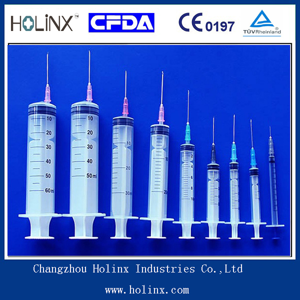 3 Part Disposable Plastic Syringe with Needle