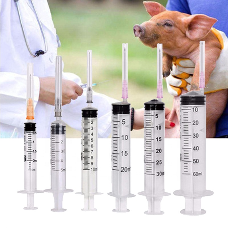 Wholesale Luer Lock/ Luer Slip 1/2/2.5/3/10/20/50/60ml Veterinary Disposable Plastic Syringe For Animals Use