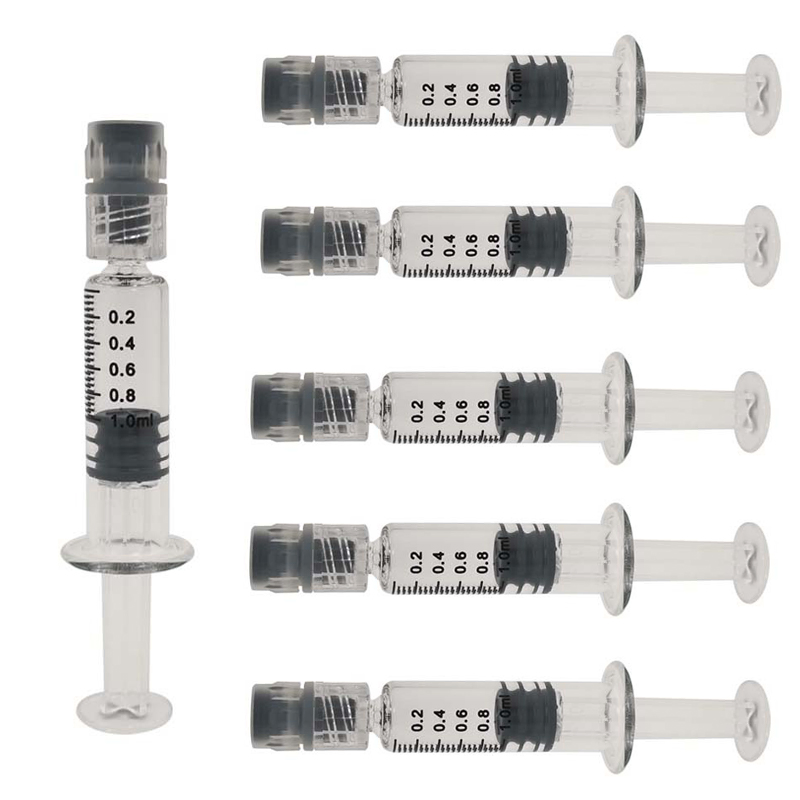 Borosilicate Glass Syringe for Filling Oil 3ml Luer Lock Gold Metal Plunger Concentrated Syringe