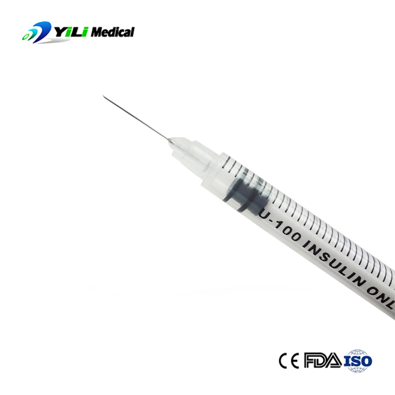 China Factory Medical Disposable Supply Sterile 0.5ml/1ml Safety Plastic Diabetic Painless Insulin Injection Syringe with CE ISO13485