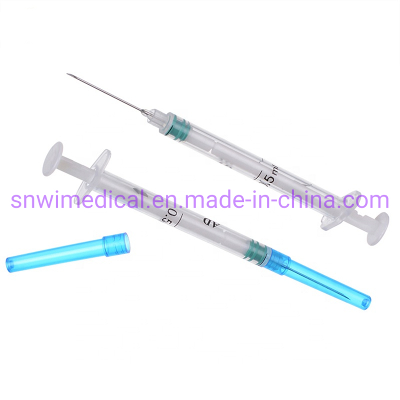 Disposable Medical Products Plastic Sterile Luer Lock 0.5ml/1ml Auto Disable Vaccine Safety Tuberculin Syringe with CE ISO
