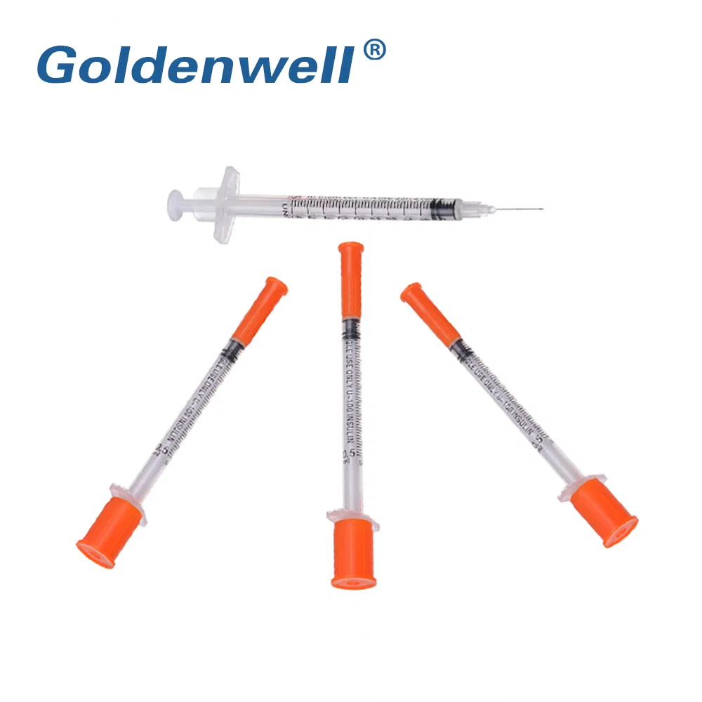 Disposable Medical Sterile Colored Insulin Syringe with Orange Cap CE ISO Approved