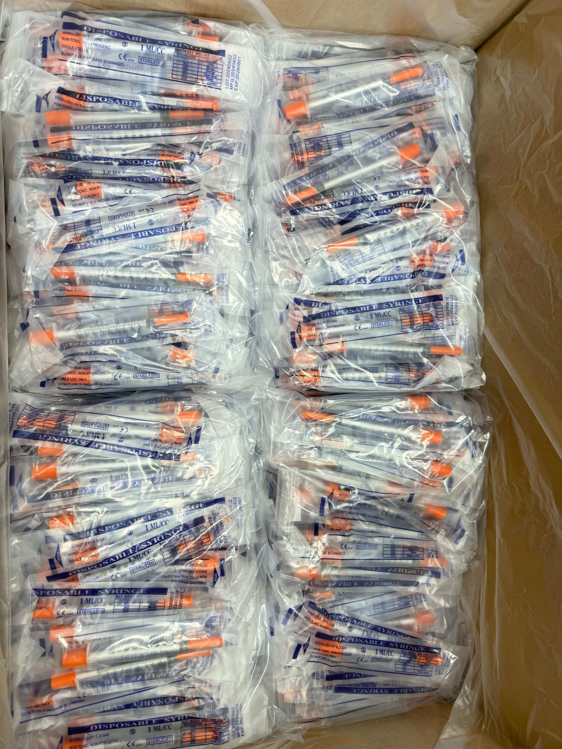 Afalite Veterinary Insulin Syringe 0.3ml 0.5ml 1ml Medical Disposable Sterile Safety Syringe with Orange Top for Animal